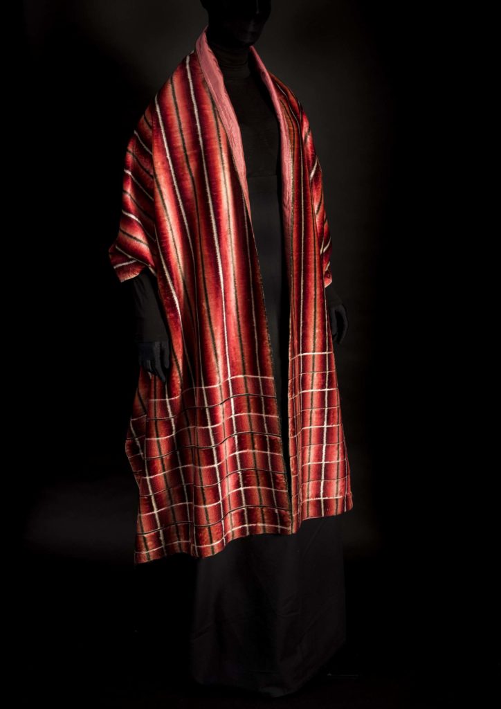 a photo of a red silk shawl